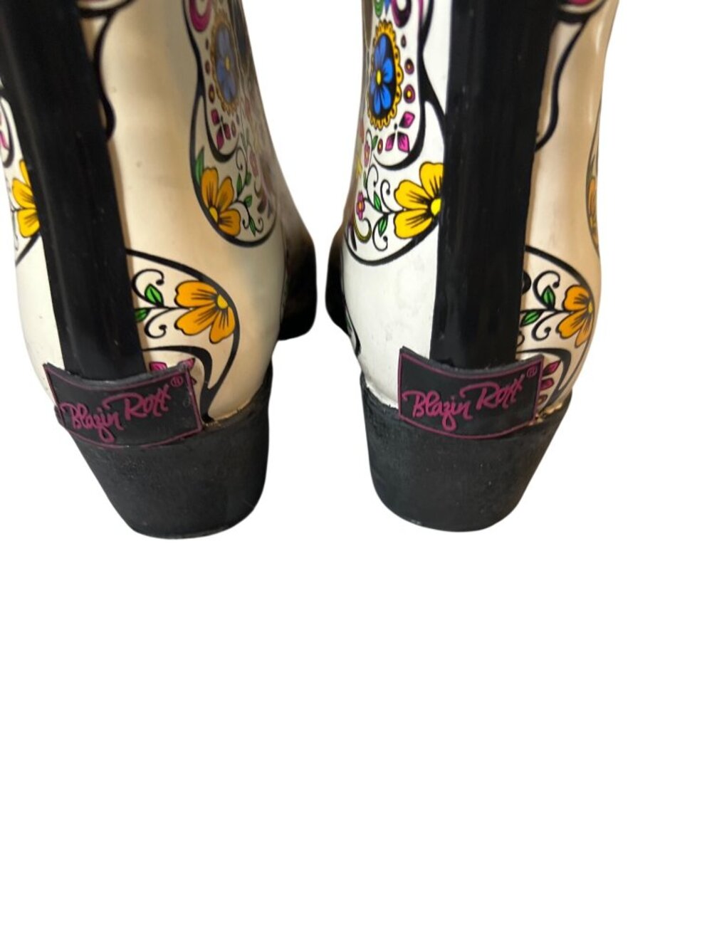Blazin Roxx Roxy Sugar Skull Western Rain Boots Cream Size 8 - Picture 5 of 7